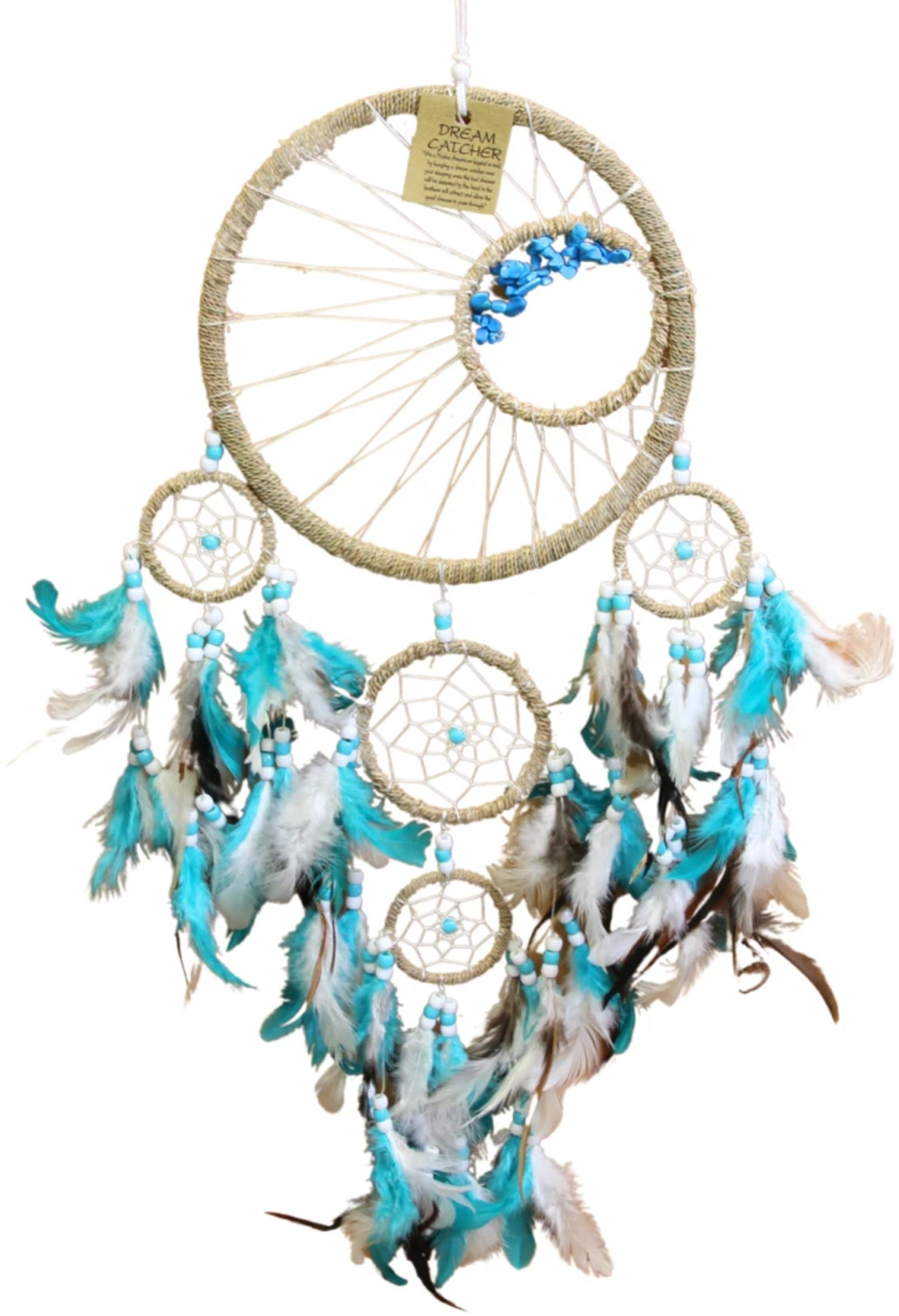 Image for dromenvanger-22-cm-turquoise-steentjes-met-veren-5-ringen.jpg