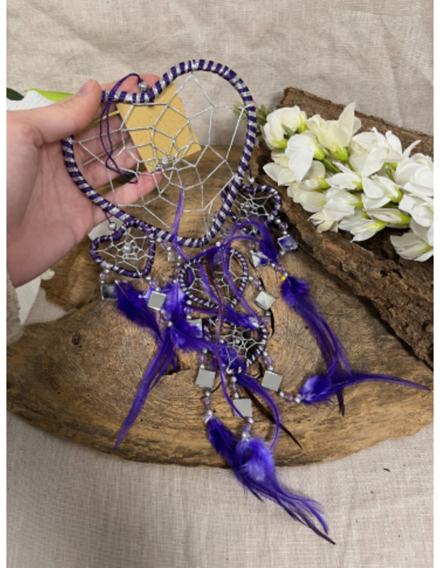 Image for dromenvanger-hartje-met-spiegels-paars-11-cm-dreamcatcher_1.jpg