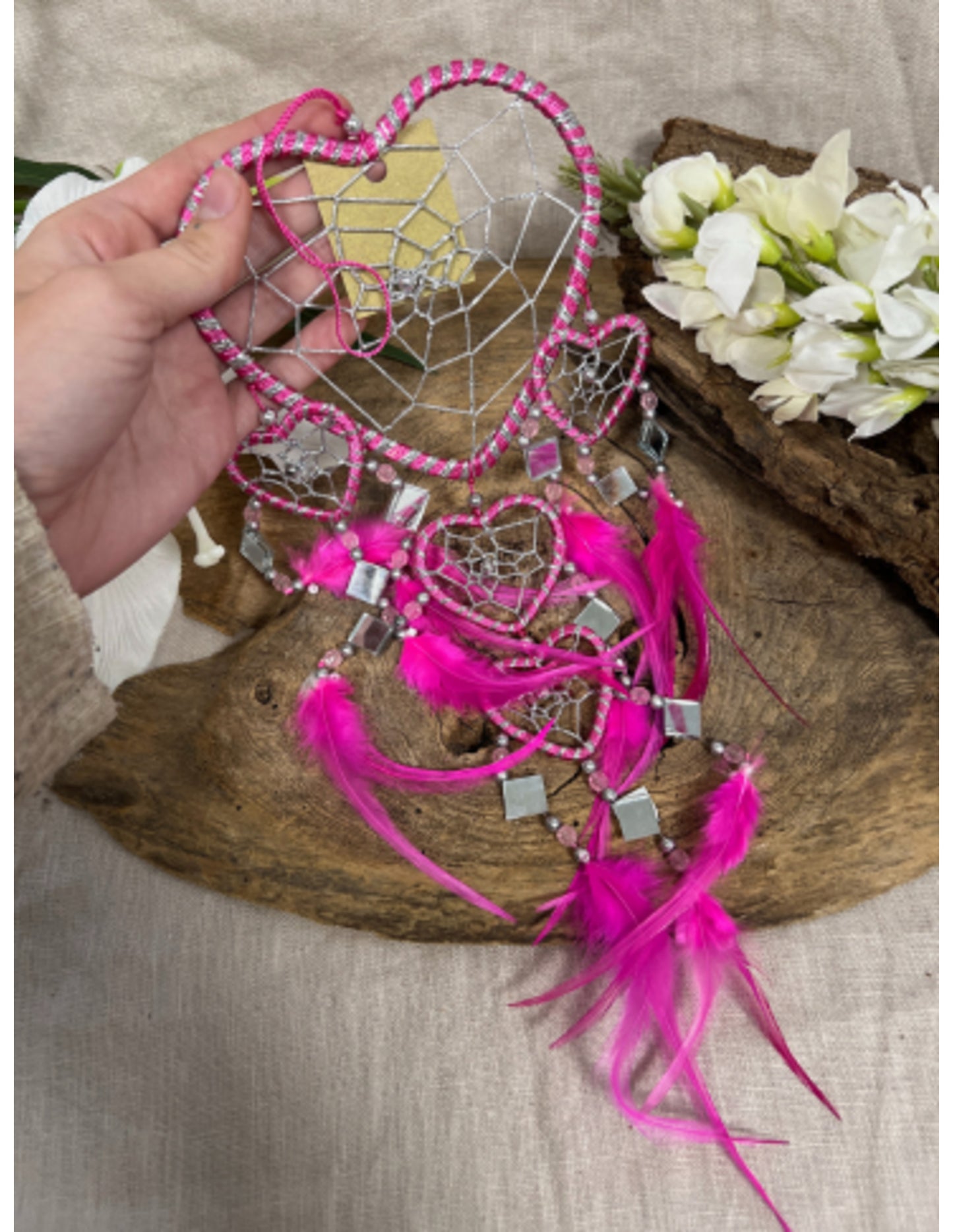 Image for dromenvanger-hartje-met-spiegels-roze-11-cm-dreamcatcher_1.jpg