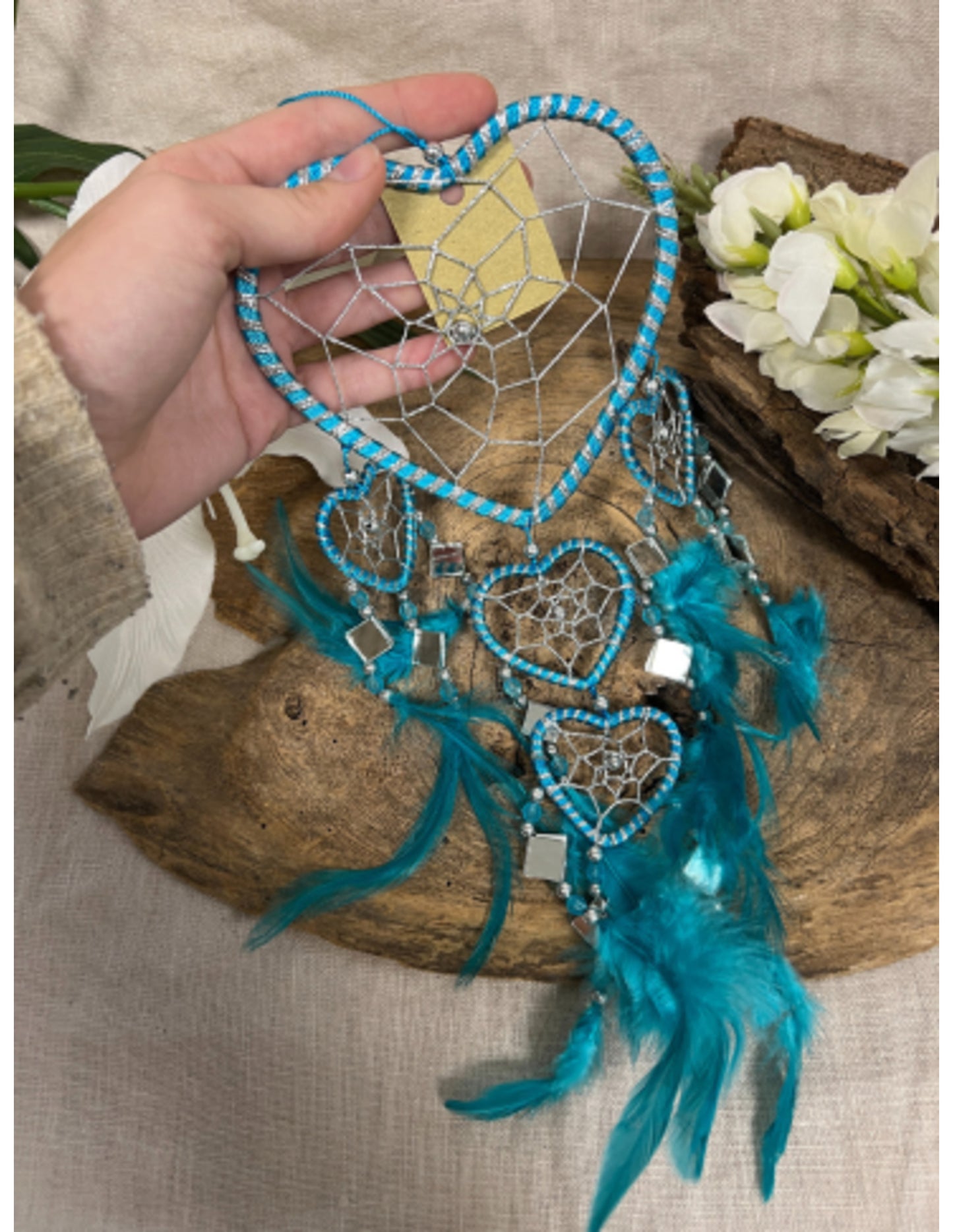 Image for dromenvanger-hartje-met-spiegels-turquoise-11-cm-dreamcatcher_1.jpg