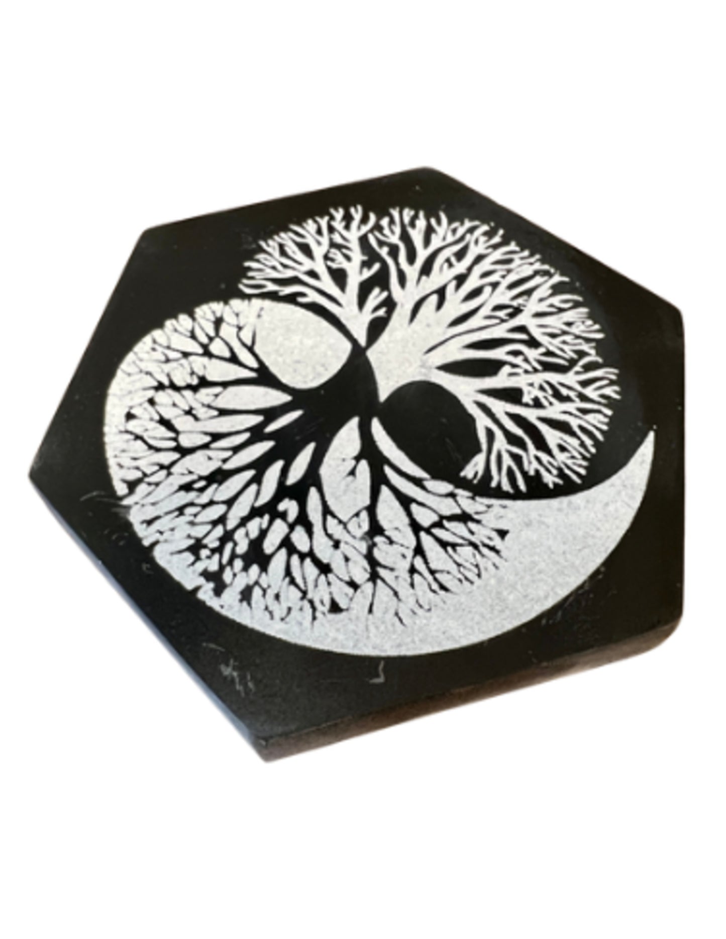 Image for seleniet-oplaadsteen-zeskant-levensboom-9-cm-zwart.jpg