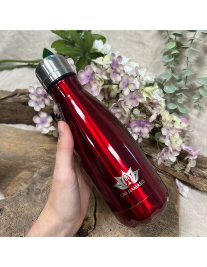 Image for drinkfles-thermosfles-klein-donkerrood-glans-om-namaste-rvs_1.jpg