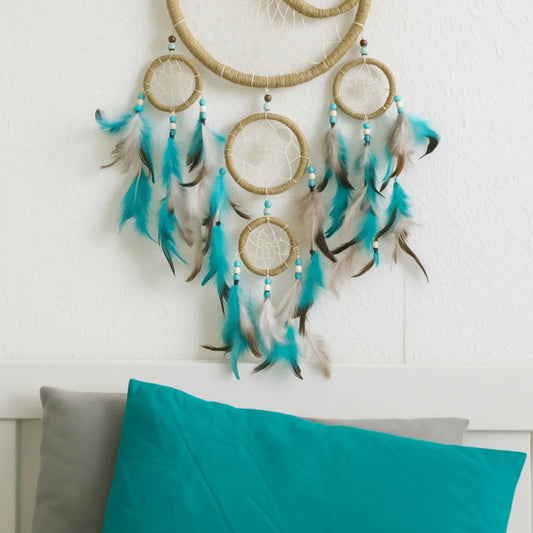 Image for dromenvanger-22-cm-turquoise-steentjes-met-veren-5-ringen_1.jpg